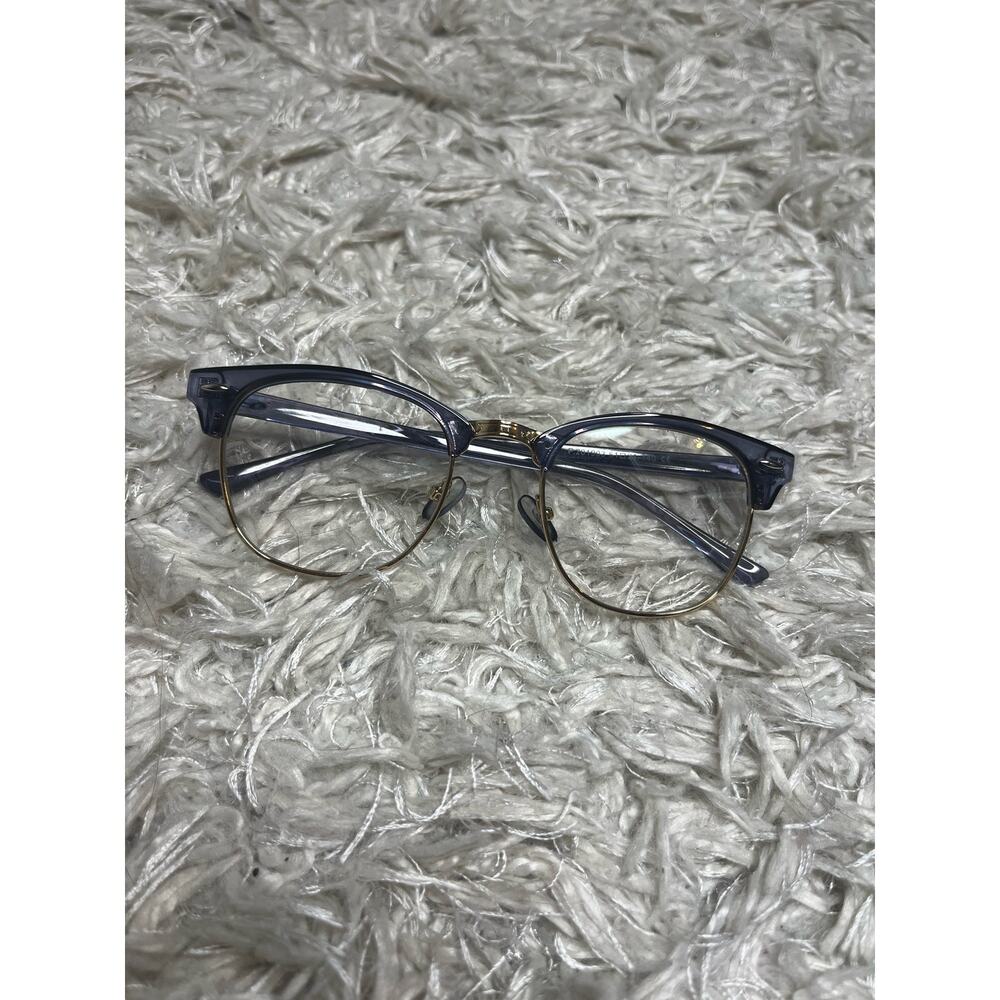 Eyewear Navy Blue and Gold Framed Blue-Light Protection Glasses